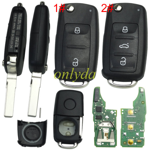 For VW Sagitar,polo, golf  remote key with  model Number  5KO-959-753AB/AD with 434mhz 48 chip  original PCB+Aftermarket shell. pls choose button