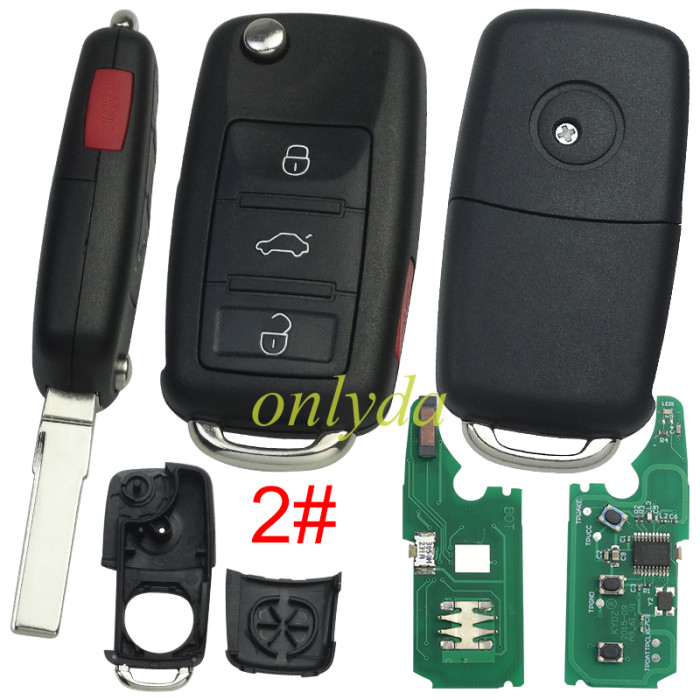 Flip Key for Volkswagen Touareg/ Phaeton remote with 315MHZ/434MHZ with 7947 chip7946A/7947A HITAG2 46 chip  Blade signature:HU66  Immobiliser System:KESSY Part No: 3D0959753AK/ 3D0959753AA/ 3D0959753AM. pls choose button and frequency
