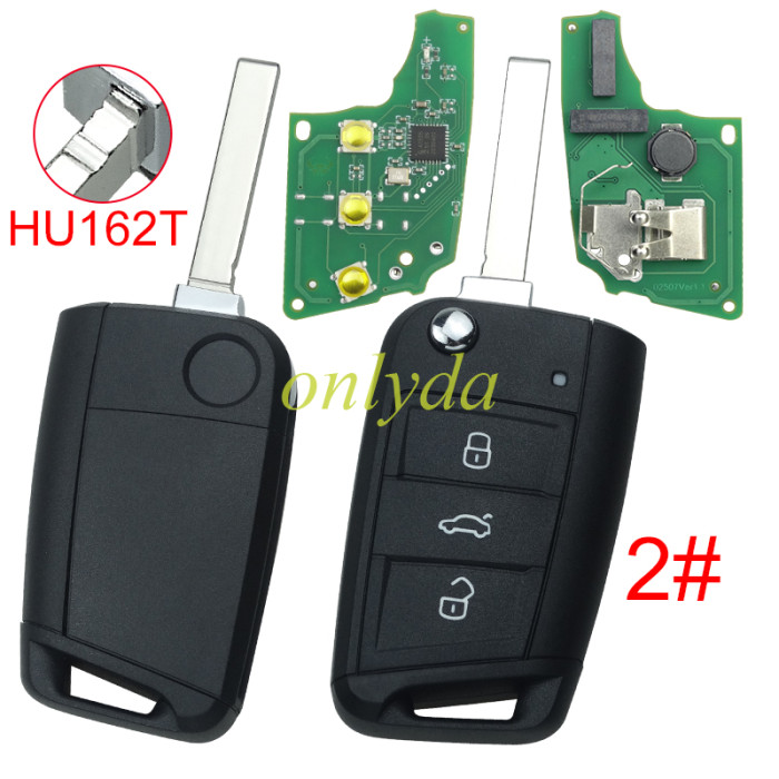 For VW  MQB platform 3 button flip remote key  with ID48 chip-434mhz , used for T-Cross, Magotan, sagitar ect, pls choose blade and button
