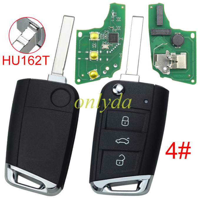 For VW  MQB platform 3 button flip remote key  with ID48 chip-434mhz , used for T-Cross, Magotan, sagitar ect, pls choose blade and button