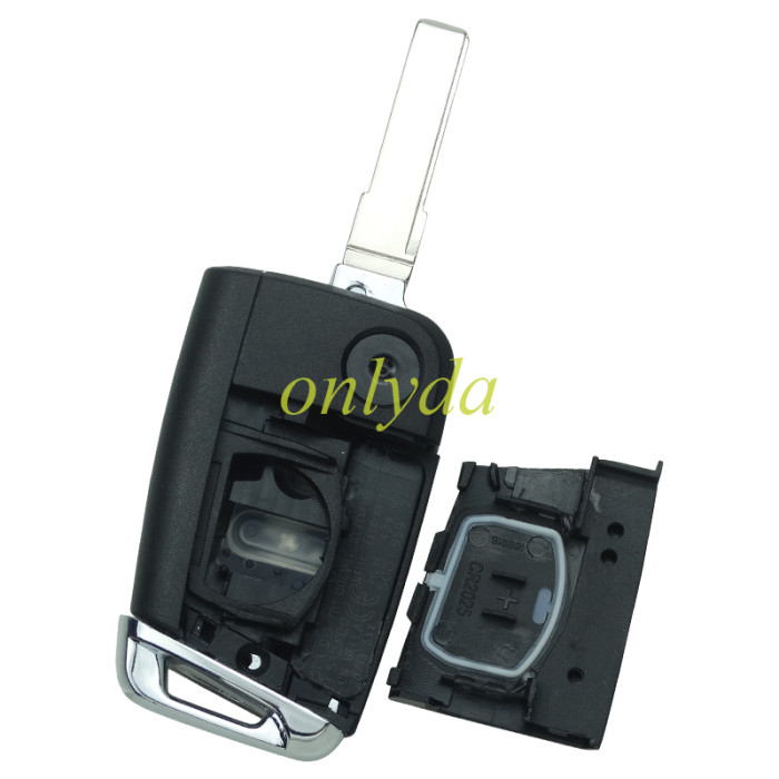 For VW  MQB platform 3 button Keyless flip remote key  with AES ID48 chip-434mhz, used for T-Cross,  ect, pls choose blade and button