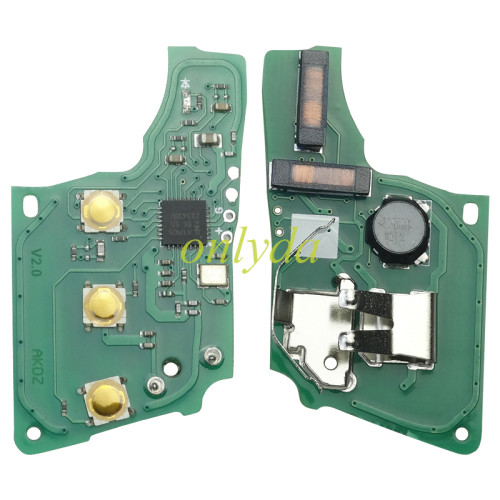 For VW  MQB platform 3 button Keyless flip remote key  with AES ID48 chip-434mhz, used for T-Cross,  ect, pls choose blade and button