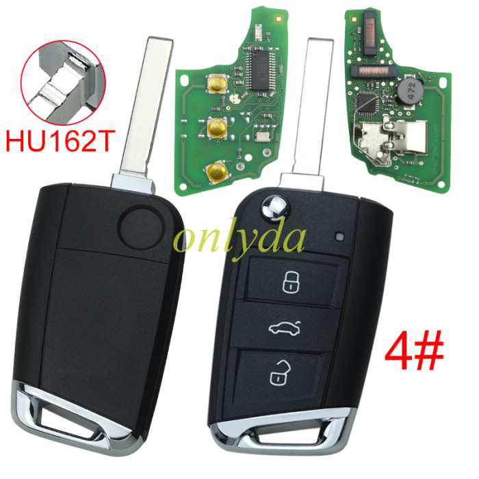 KYDZ Brand VW  MQB platform 3 button Keyless flip remote key  with AES ID48 chip-434mhz , used for T-Cross,  ect, pls choose balde and button