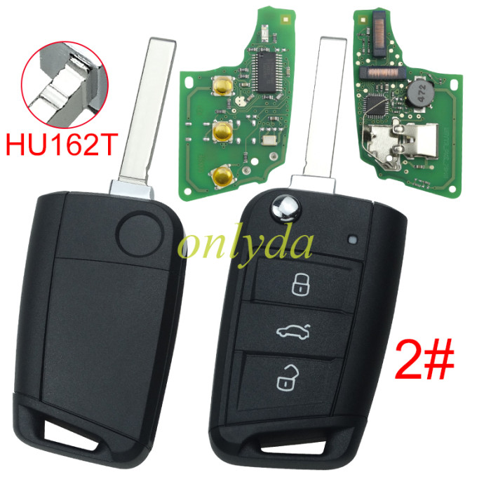 KYDZ Brand VW  MQB platform 3 button Keyless flip remote key  with AES ID48 chip-434mhz , used for T-Cross,  ect, pls choose balde and button