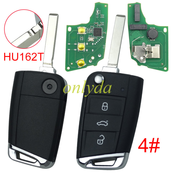 For VW  MQB platform 3 button flip remote key  with ID48 chip-434mhz , used for T-Cross, Magotan, sagitar ect, pls choose blade and button