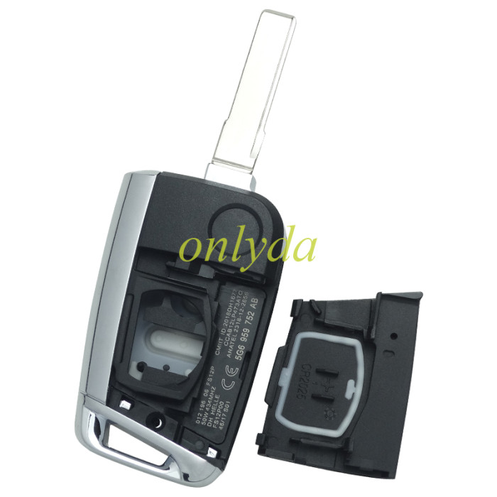 KYDZ Brand VW  MQB platform 3 button Keyless flip remote key  with AES ID48 chip-434mhz , used for T-Cross,  ect, pls choose balde