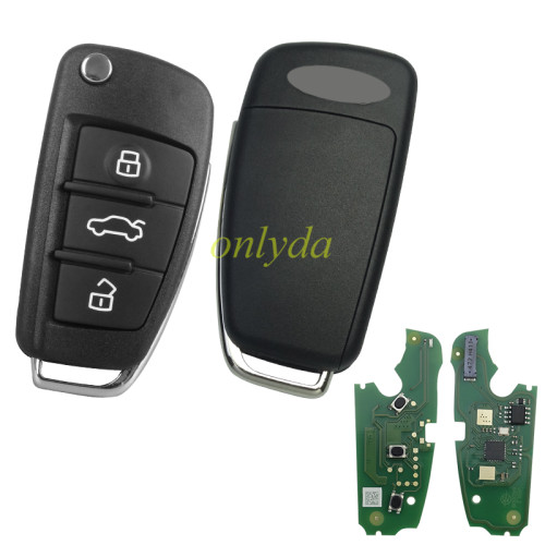 VVDI Brand Audi A6L Q7 3 button remote key with 8E chip 315mhz & 434mhz changeable FSK 4F0837220M without handsfree system 2005-2011 ， pls choose frequency