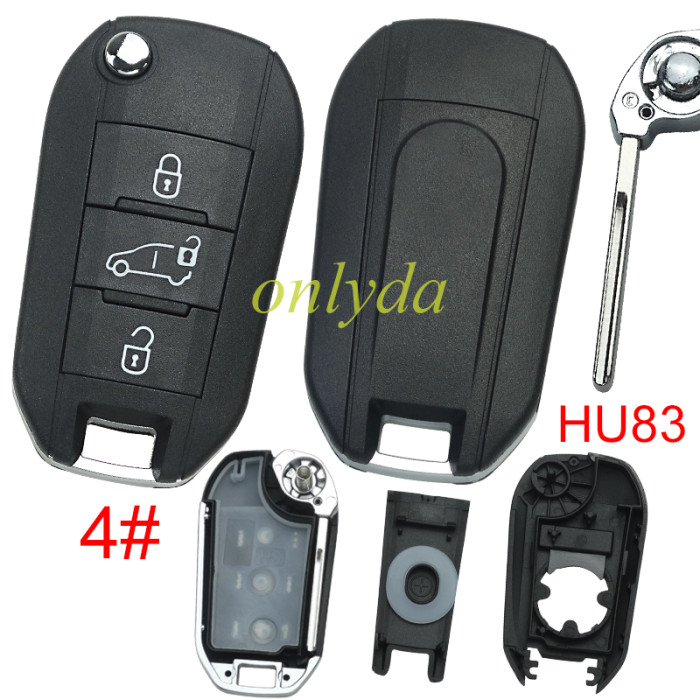 European Style  Peugeot  remote key shell without Badge , blade is HU83, pls choose button