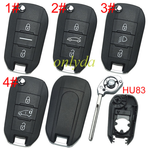 European Style  Peugeot  remote key shell without Badge , blade is HU83, pls choose button