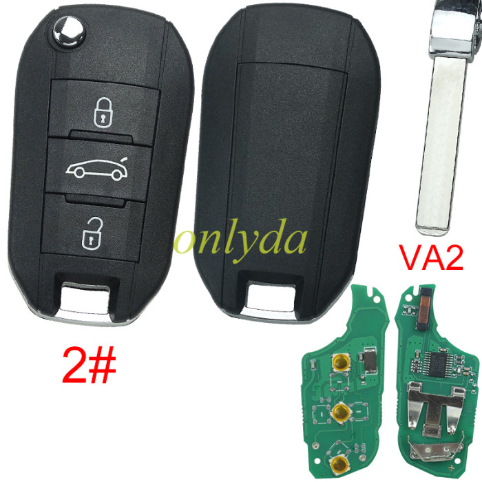For Citroen Aftermarket 508 remote key  434MHZ with 46 chip with VA2 blade , pls choose button