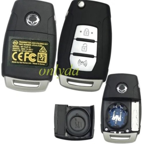 ORIGINAL Key for SsangYong Genuine  3 Button Flip Key Fob with 433MHZ    PN:87510-21200 Model:MT FLIP 01 Anatel:2902-14-6511 CMIIT ID :2014DJ4662 blade cutted 17637135