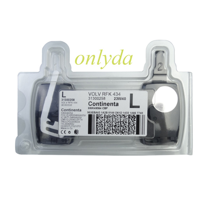 For volvo 5 button remote key ID48 433.92MHZ unkeyless  31300258 2008+ S40 C30  FCC ID:KR55WK49259 CMIIID:2006DJ3174