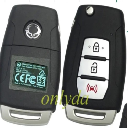 ORIGINAL Key for SsangYong Genuine  3 Button Flip Key Fob with 433MHZ  with ID47 NCF29AX CHIP  PN:87510-37500 8751037500 Model:MT FLIP 05 FCC ID:DEO-MT-FLIP05 blade cutted 17637135