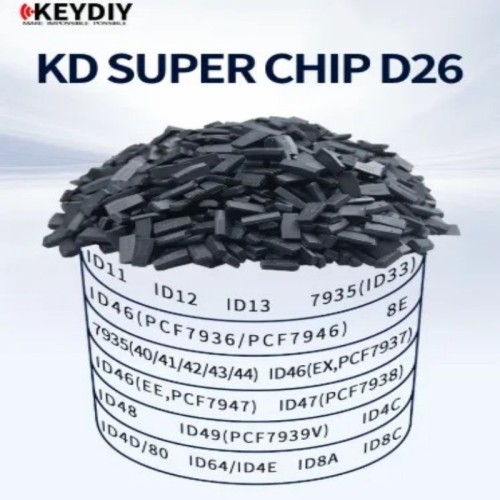KD super chip D26, support to generate ID11 ID12/ID13/7935(ID33)/ID46(PCF7936/PCF7946) /8e/7935(40/41/42/43144) ID46(EX,PCF7937)/ID46(EE,PCF7947) ID47(PFC7938)/ID48/ID49(PCF7939V) ID4C/ID44/80/ID64/1D4E/ ID8A/ID8C