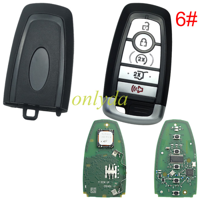 For Ford keyless 4+1 button  remote key  with 902mhz with HITAG PRO 49chip   HC3T-15K601-BA A2C39435000 IC:7812A-A2C39435000 FCC ID:M3N-A2C93142600 OEM PCB+aftermarket shell
