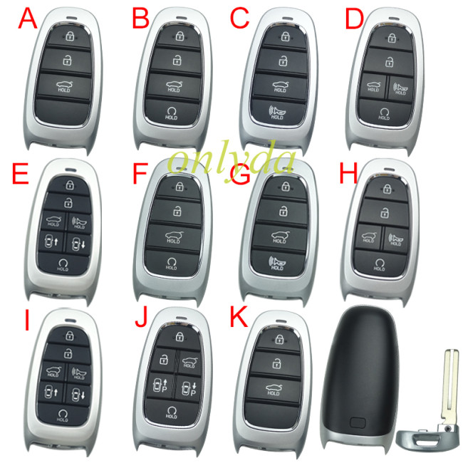 For Hyundai remote key blank without logo , please choose button