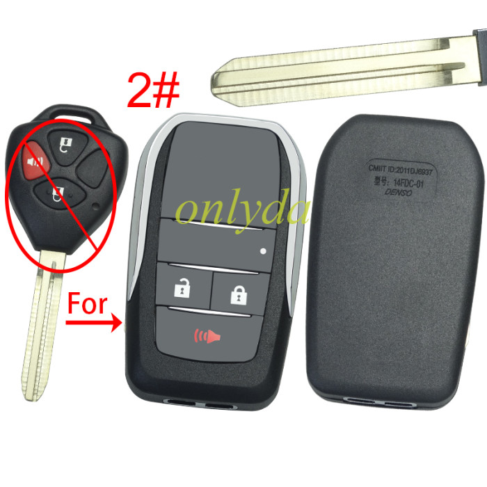 For Toyota  modified key shell with TOY 43 blade without badge，pls choose button model
