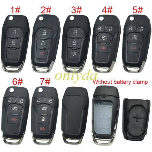For Ford  modified  remote key shell with Hu101 blade  wihtout battery clamp without logo , pls choose button