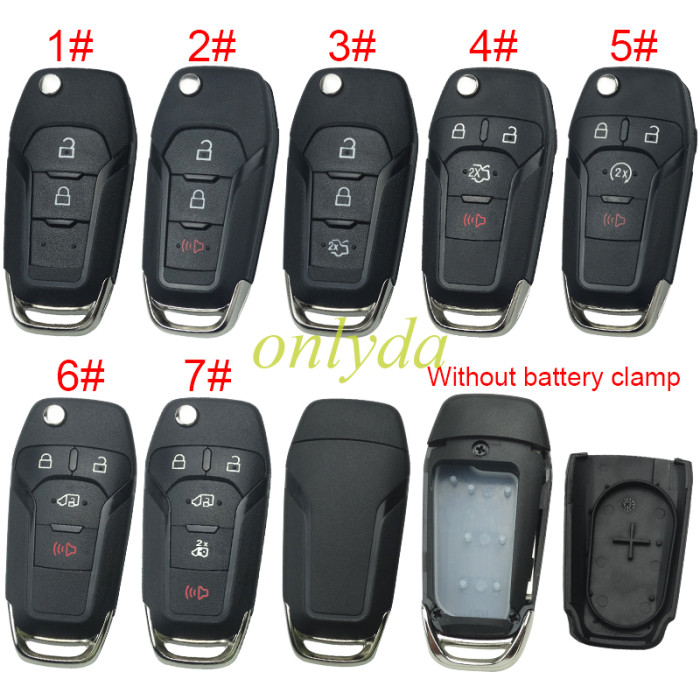 For Ford  modified  remote key shell with Hu101 blade  wihtout battery clamp without logo , pls choose button