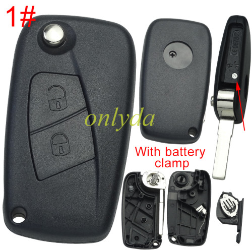 Super Stronger GTL shell  Fiat  2/3 button remote key blank withbattery clamp with bagde , pls choose model .
