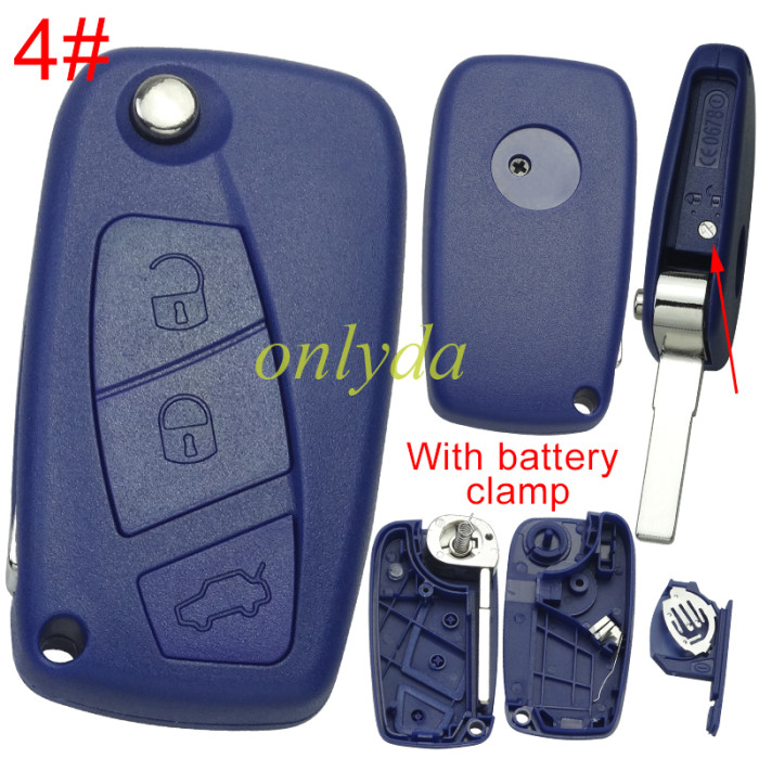 Super Stronger GTL shell  Fiat  2/3 button remote key blank withbattery clamp with bagde , pls choose model .