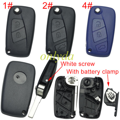 Super Stronger GTL shell  Fiat  2/3 button remote key blank withbattery clamp with bagde , pls choose model .
