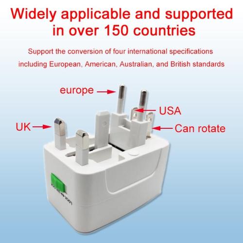 Charger adapter, without USB,  Widely applicable and supported in over 150 countries charger. Support the conversion of four international specificationsincluding European,American, Australian, and British standards