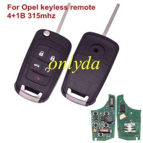 For Chevrolet Keyless 4+1 button remote key with 434mhz/315mhz Switchable frequency with  7952 chip