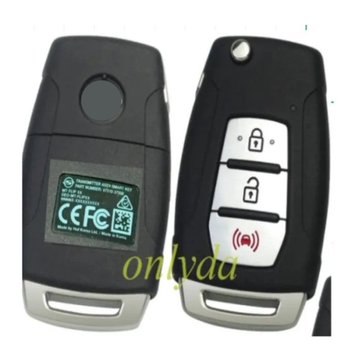 ORIGINAL Key for SsangYong Genuine  3 Button Flip Key Fob with 433MHZ  with ID47 NCF29AX CHIP  PN:87510-37500 8751037500 Model:MT FLIP 05 FCC ID:DEO-MT-FLIP05 blade cutted 17637135