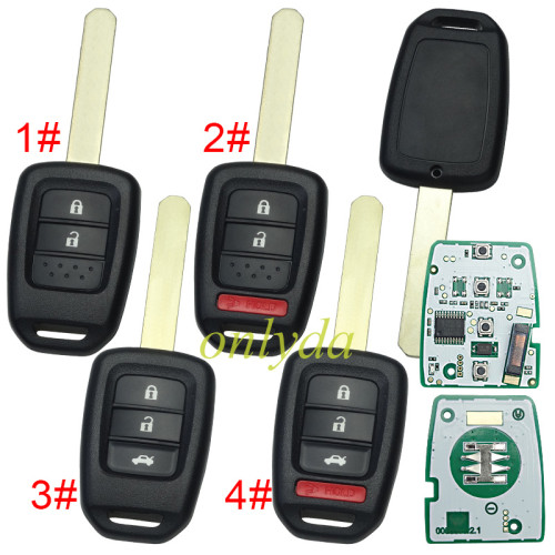 For Honda  remote key with PCF7961X 47CHIP /HITAG3 433 mhz FCC ID:MLBHLIK6-1T 2013 - 2015 For Honda Accord Sport 2013 - 2015 For Honda Accord LX 2014 - 2015 For Honda Civic  pls choose button