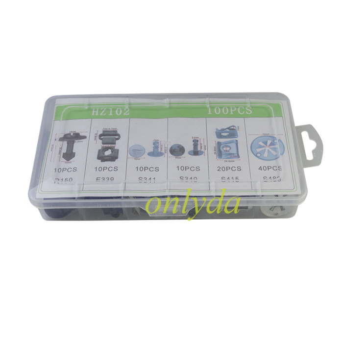 HZ102 Automotive repair clips and fasteners Package ( R150 10pcs ,E339 10pcs, S341 10pcs, S340 10pcs .S415 20pcs ,S489 40pcs)