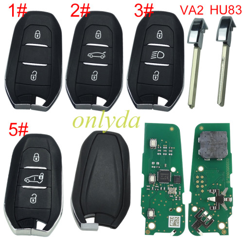Chip model A3M05/A3M15/A3M65 All in one, Aftermarket Smart Key for Peugeot 3 Buttons / Frequency:433MHz Transponder: HITAG AES Blade VA2/HU83 / Part No:98 097 814 ZD / 98097814ZD/Keyless Go 308/3008/408/5008/ opel -Astra L/ Corsa F Citroen C4 CACTUS / PICASSO/C3