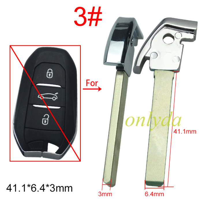 For Peugeot emergency blade 1#VA2, 2#HU83, 3#HU100