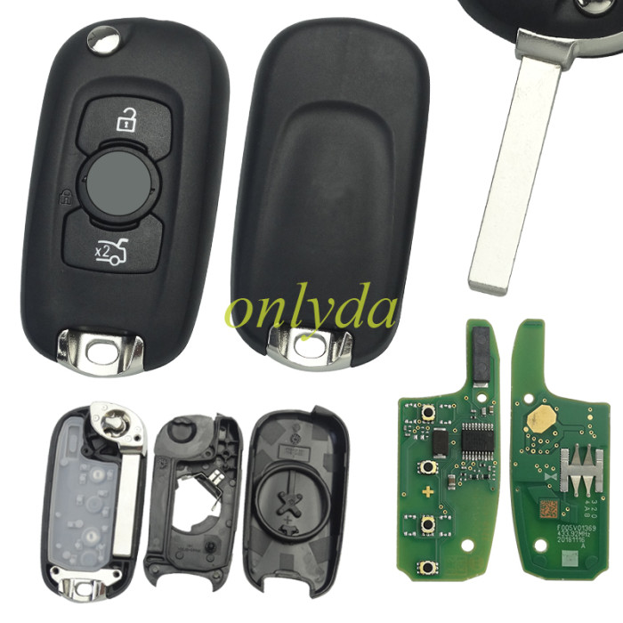 original remote key 3 button for OPEL OEM Flip Key with 434 MHz  Transponder:PCF7961/NCF296x/HITAG2/ID46， 39027352