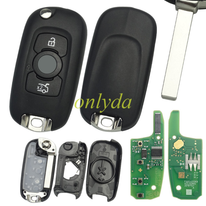 original remote key 3 button for Vauxhall OEM Flip Key with 434 MHz  Transponder:PCF7961/NCF296x/HITAG2/ID46， 39027352