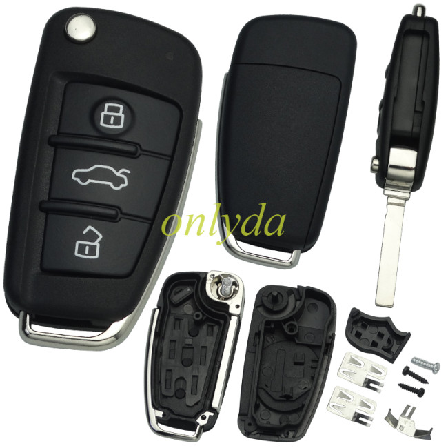 For Audi  3 button  Remote key Blank for A4 A6 Q7  with HU162T blade without badge