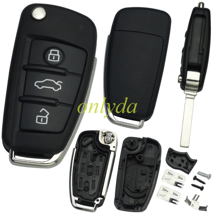 For Audi  3 button  Remote key Blank for A4 A6 Q7  with HU162T blade without badge