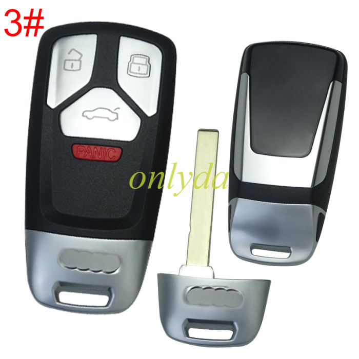 For Audi  remote key blank with badge, pls choose button
