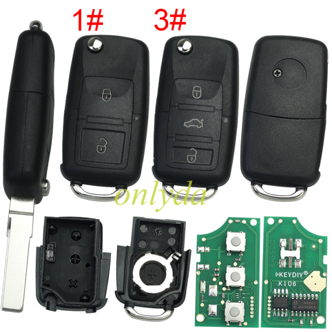 For VW 3 Button remote control FCC ID:1J0 959 753 B 434mhz with ID48 chip , pls choose button