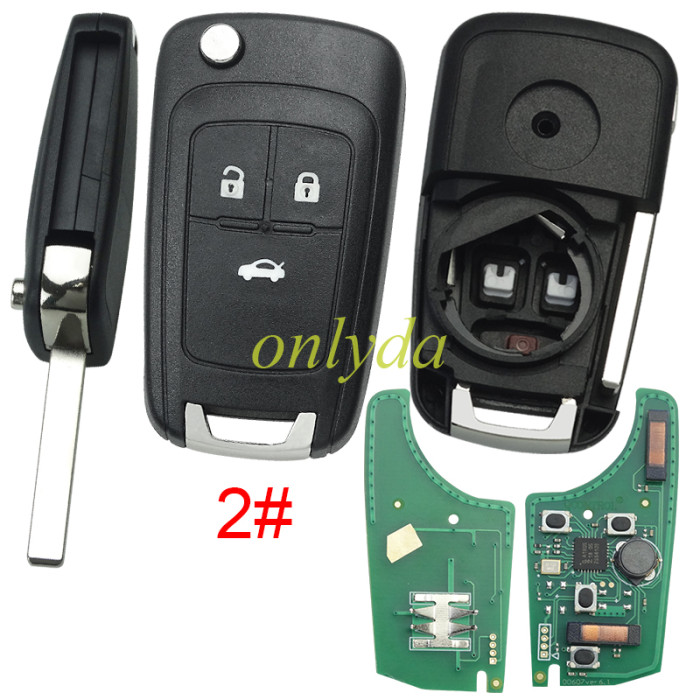For Opel  Keyless remote key with 315mhz/ 434mhz Switchable frequency with 7952chip please choose the button type