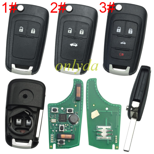 For Opel  Keyless remote key with 315mhz/ 434mhz Switchable frequency with 7952chip please choose the button type