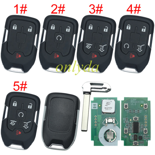 For Chevrolet remote key with 315mhz/434mhz GMC Yukon 2015-2018 GMC Sierra 2015-2016 FCC ID: HYQ1AA IC:1551A-AA CMIT ID: 2013DJ6723 PN: 13580804 E, 13508280 , pls choose frequency and button
