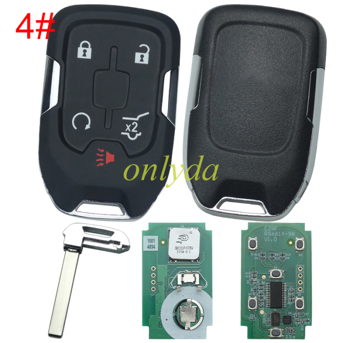 For Chevrolet  remote key with 315mhz/434mhz GMC Yukon 2015-2018  GMC Sierra 2015-2016         FCC ID: HYQ1AA IC:1551A-AA CMIT ID: 2013DJ6723 PN:  13580804 E, 13508280 , pls choose frequency and button