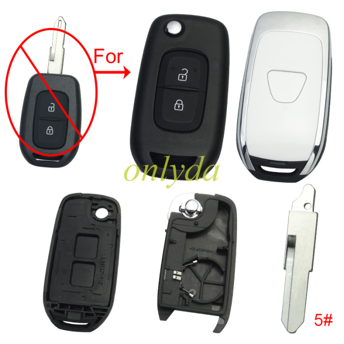 For Renault  2button remote modified  flip key shell with Dacia badge ,with blade ,  pls choose  blade