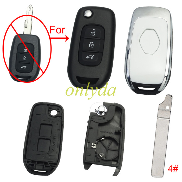 For Renault  3 button remote modified  flip key shell with new renault badge ,with blade ,  pls choose  blade