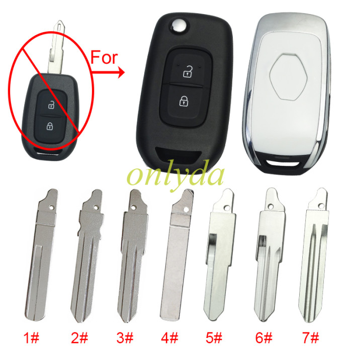 For Renault  2 button remote modified  flip key shell with badge,  pls choose blade