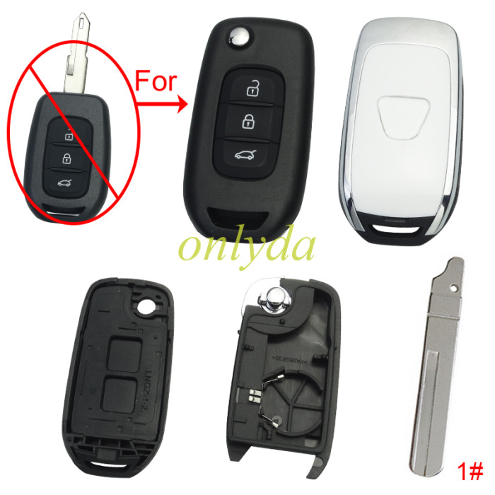 For Renault  3 button remote modified  flip key shell with Dacia badge ,with blade, pls choose blade