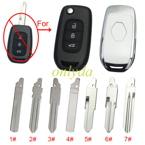 For Renault  3 button remote modified  flip key shell with badge ,with blade ,  pls choose blade