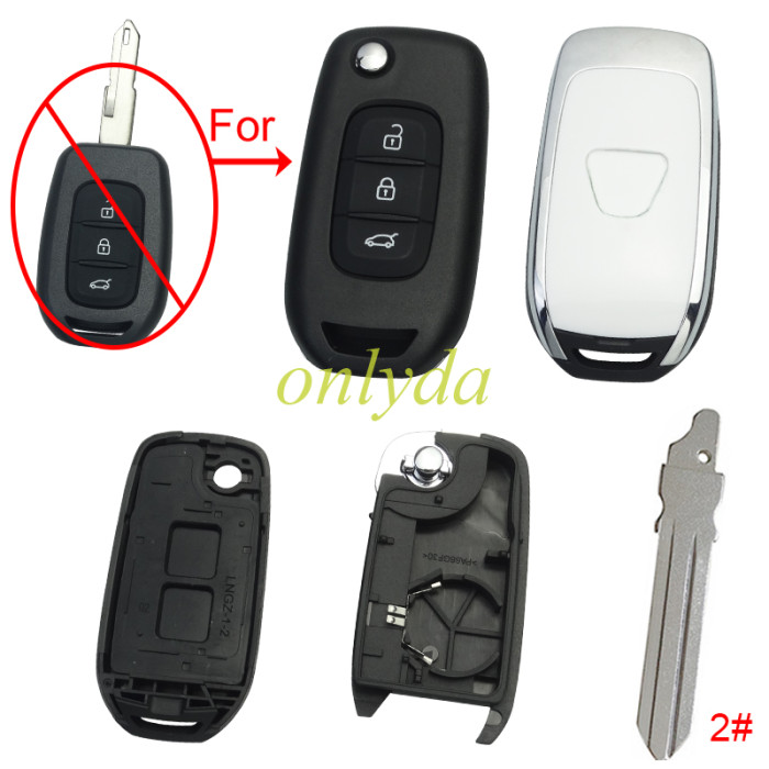 For Renault  3 button remote modified  flip key shell with Dacia badge ,with blade, pls choose blade