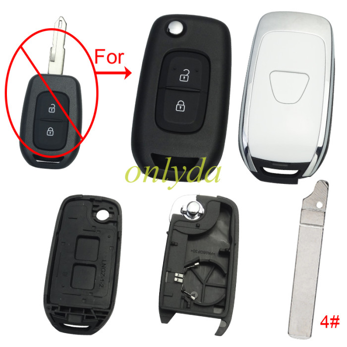 For Renault  2button remote modified  flip key shell with Dacia badge ,with blade ,  pls choose  blade